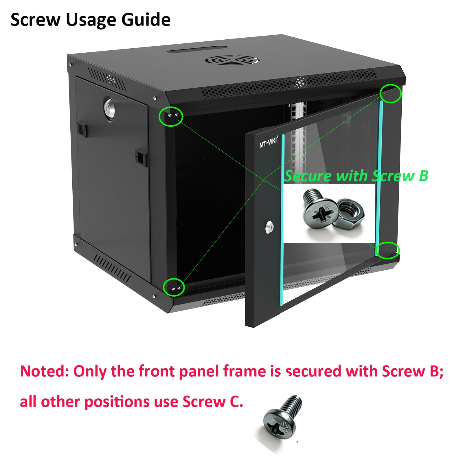 MT-VIKI Armadio di rete per server 9U con montaggio a parete, 0,8 mm di spessore, 450 mm di profondità, per apparecchiature IT da 19", incluso 1 ripiano per rack