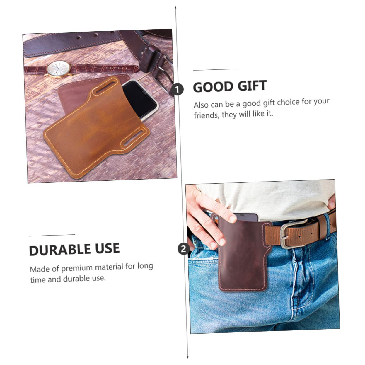2 Stück Handy Gürteltasche aus Pu für Outdoor und Wandern
