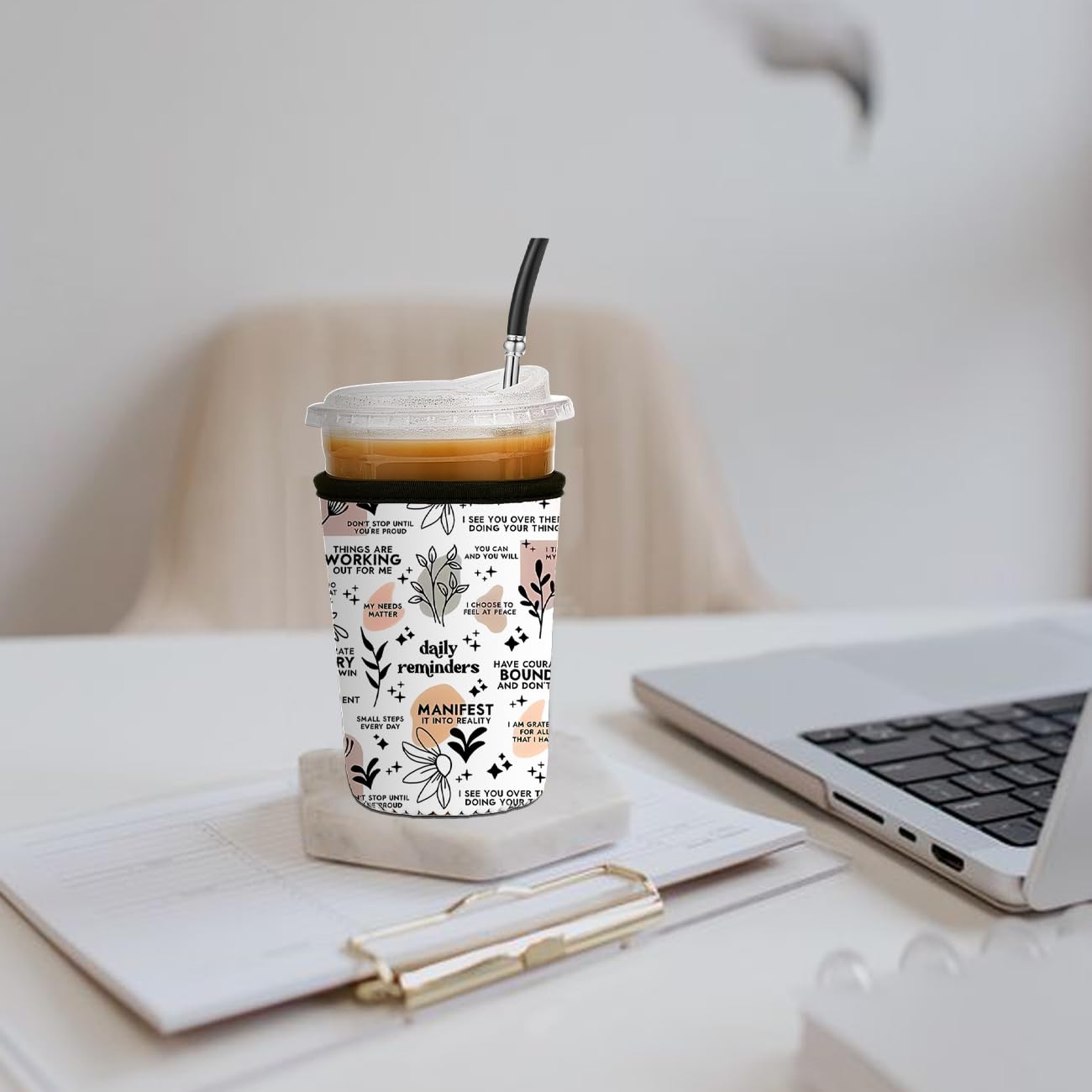 Iced Coffee Sleeve Complex Wiskundige Formule Cup Isolator Mouwen Wiskundige Formule Herbruikbare Neopreen Mouw voor Koude Dranken Warme Thee Dranken (32 Oz