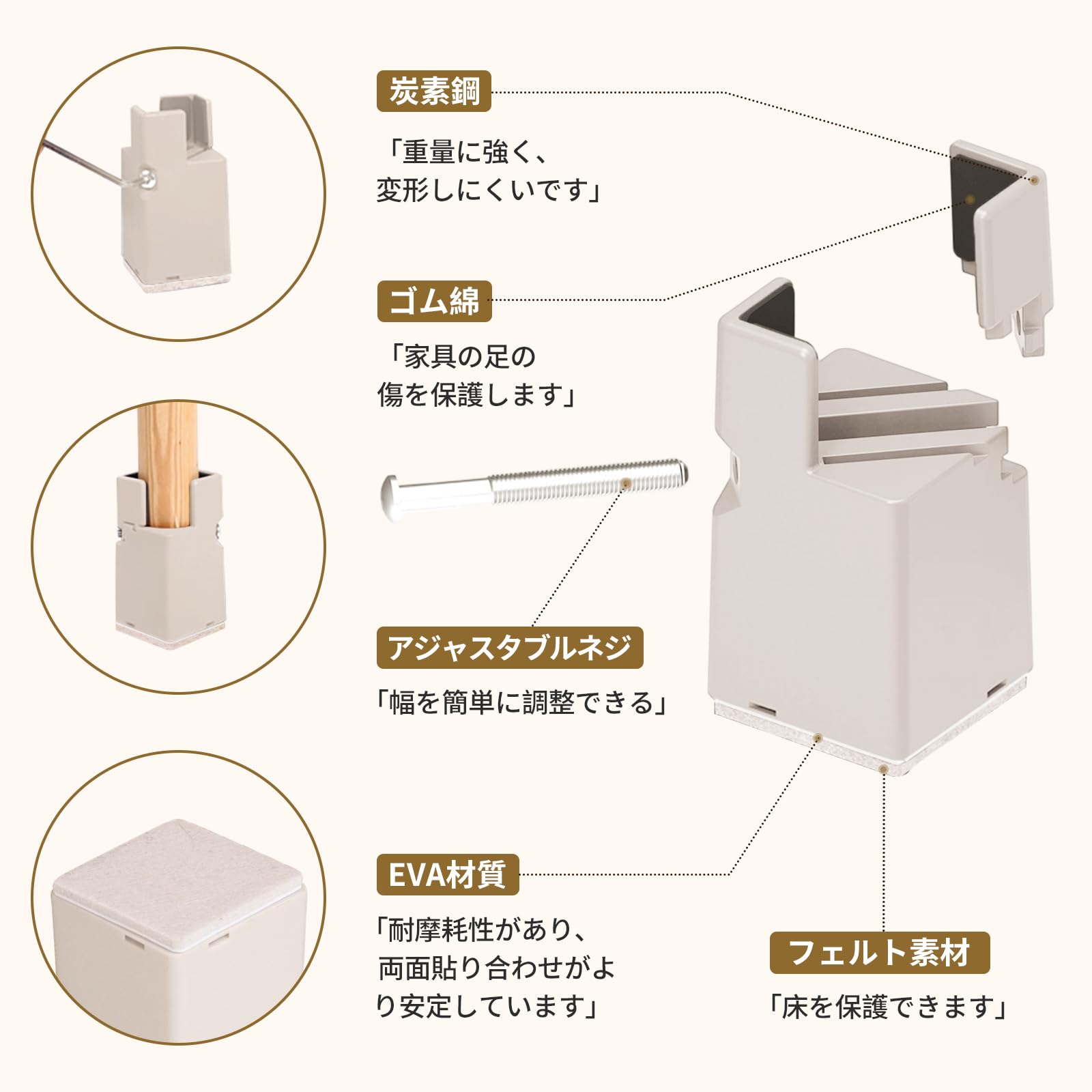 Amazon.co.jp: Ezprotekt 高さ調整 継ぎ脚 4個セット テーブル 脚