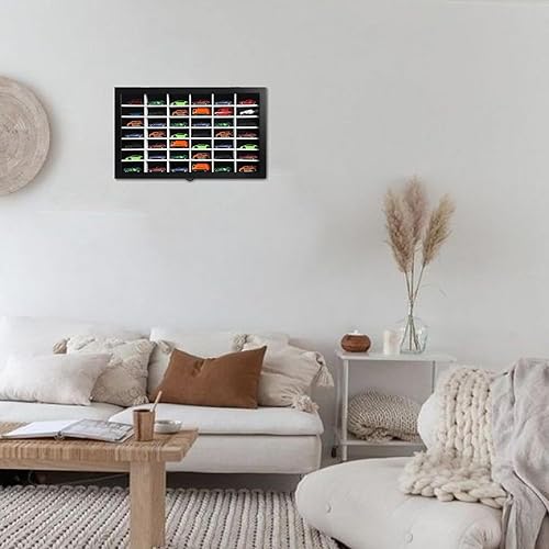 Miniatura 5 de Vitrina de coche modelo fundido a presión a escala 164, organizador de autos de juguete, armario de almacenamiento de montaje en pared con puerta de