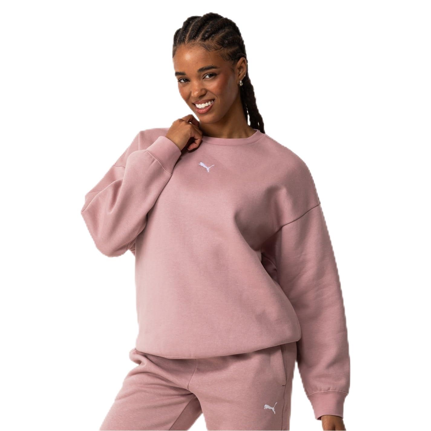 PUMA Womens Essentials Oversized Crew Fl Sweatshirt Mauve 10