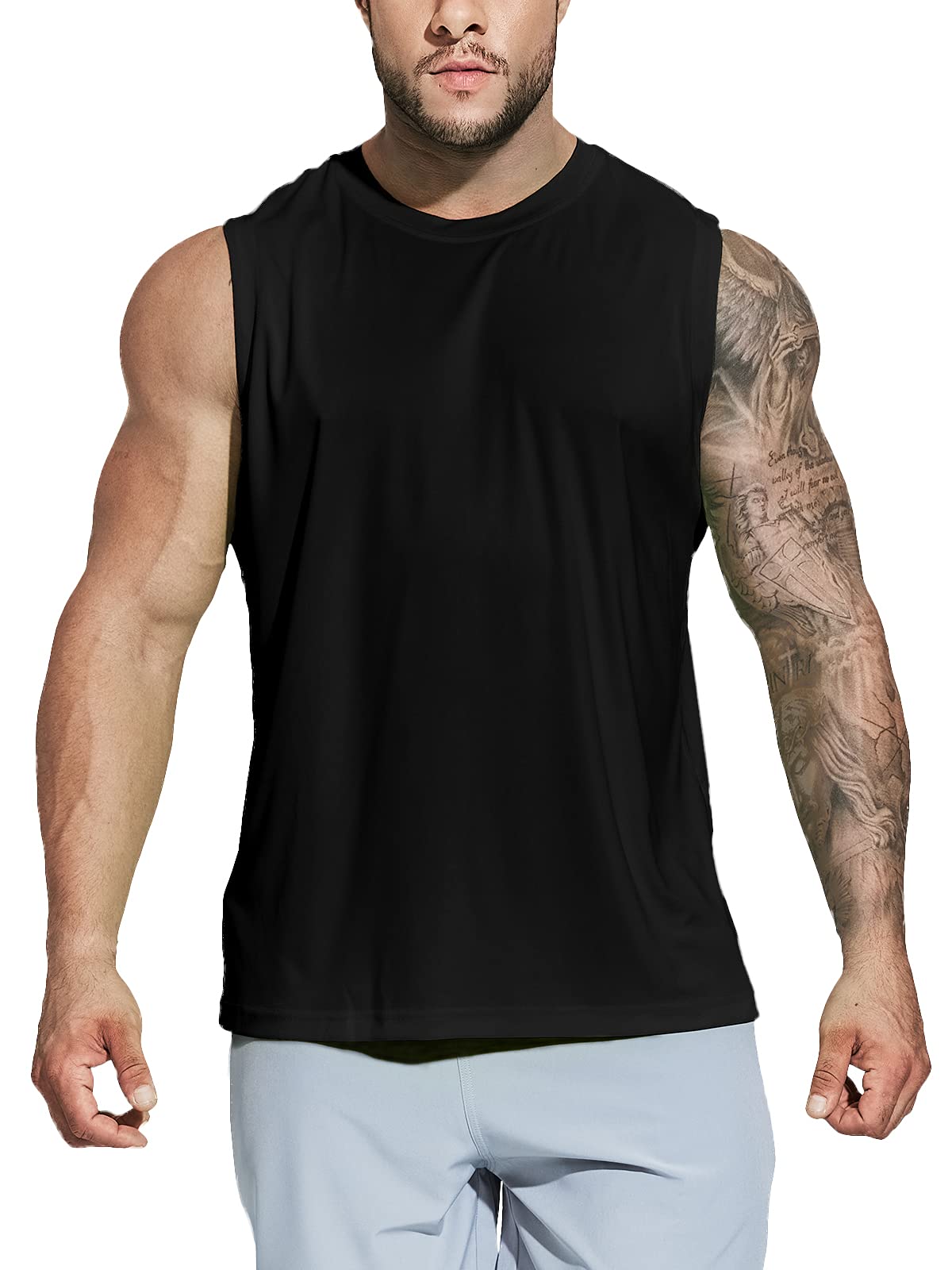 MIER Men's Workout Tank Tops UPF 50+ Swim Shirts Quick Dry Running Sleeveless UV Protection Muscle Tees