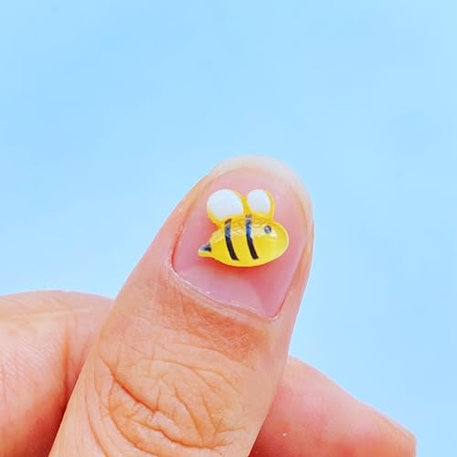 Miniatura 6 de 50 dijes de uñas de abeja  Decoración de uñas de resina 3D con parte trasera plana Kwaii lindos dijes de uñas para uñas acrílicas