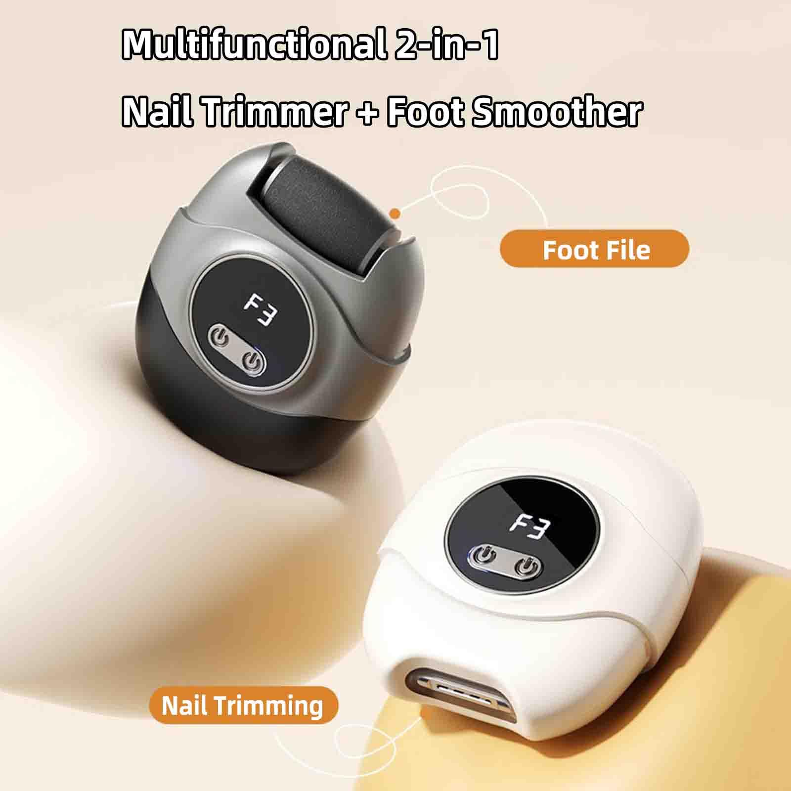 Tagliaunghie Elettrico Automatico Uomo Professionale Taglia Unghie Per Mani Tronchesino Unghie Multifunzionale 2 in 1 Ricaricabile (White,6.5x3.8 x11.5 cm)