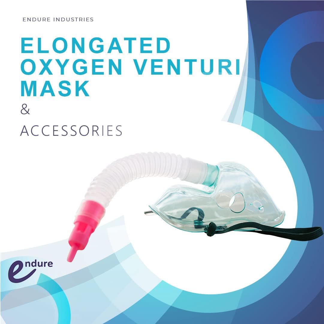 Endure Adjustable Adult Oxygen Venturi Mask with Accessories, Large Size (5)