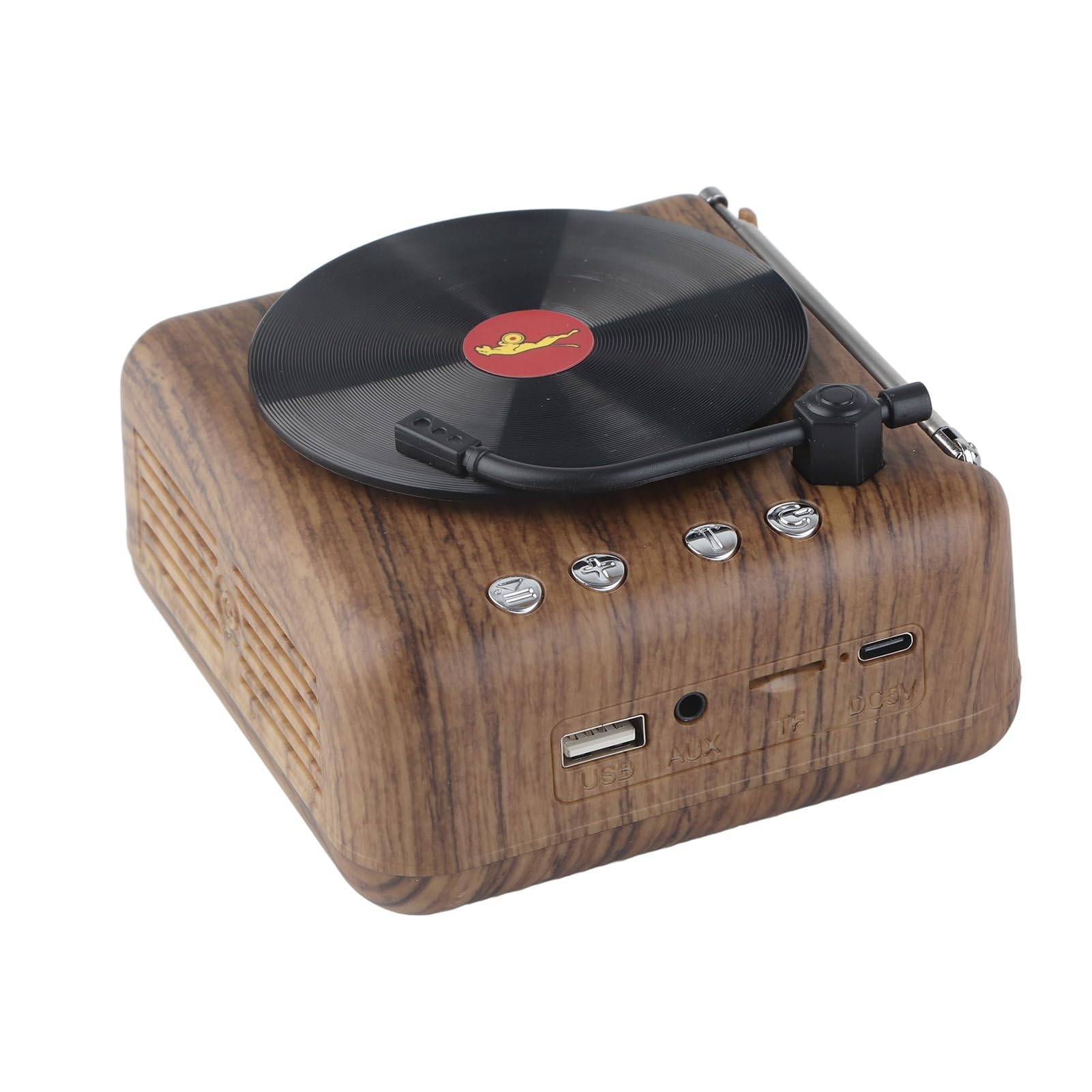 Tbest Mini Reproductor de Discos de Vinilo Retro, Altavoz Inalámbrico con, Subwoofer de Alta Definición, Caja de Voz, Tocadiscos y Accesorios