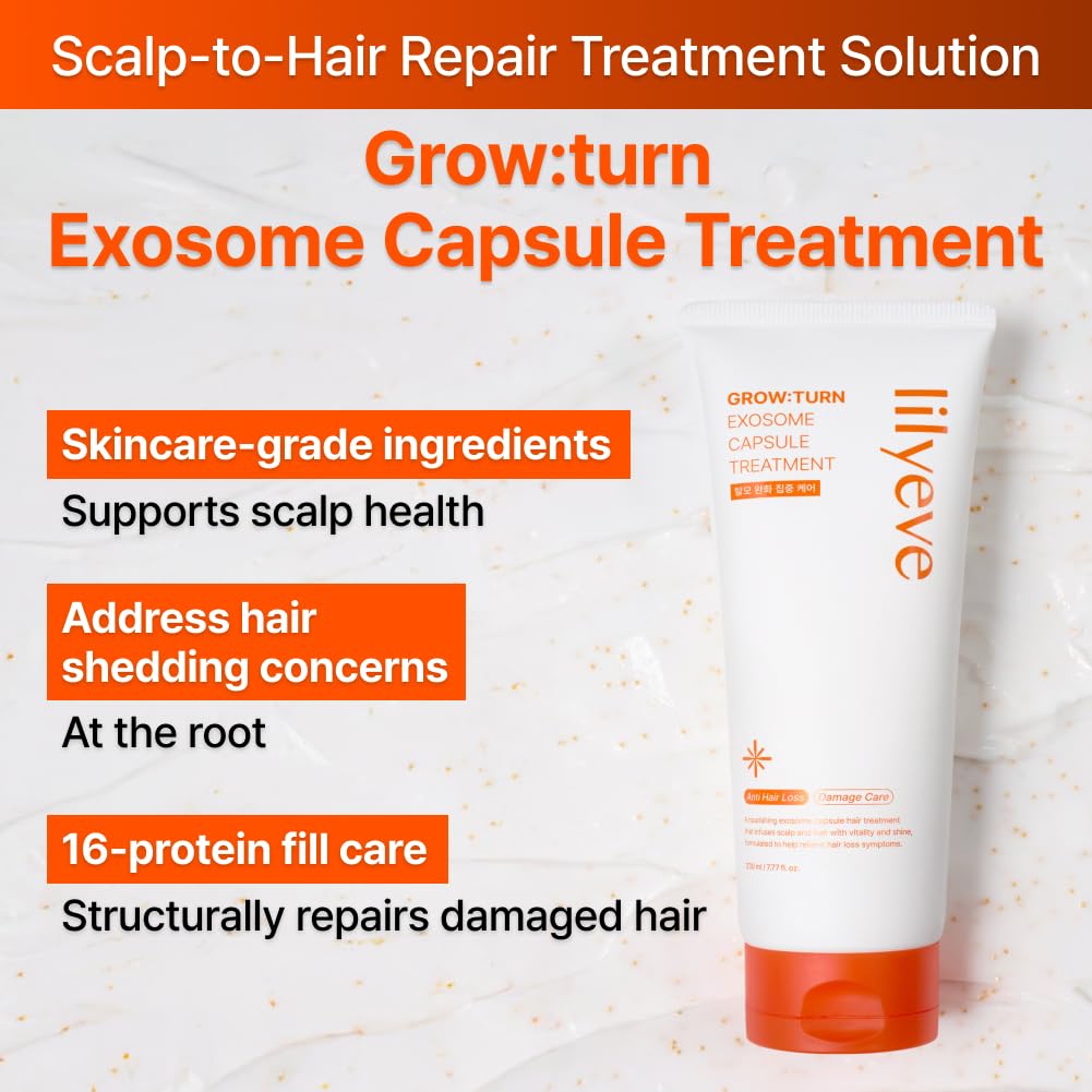 lilyeve GROWTURN Capsule Treatment – Hair Growth Treatment Powered by Squalane Capsules, Proteins & Exosomes, Sulfate & Silicone Free, Hair Mask for Damaged Hair, Korean Scalp Treatment, 7.78 fl. oz.
