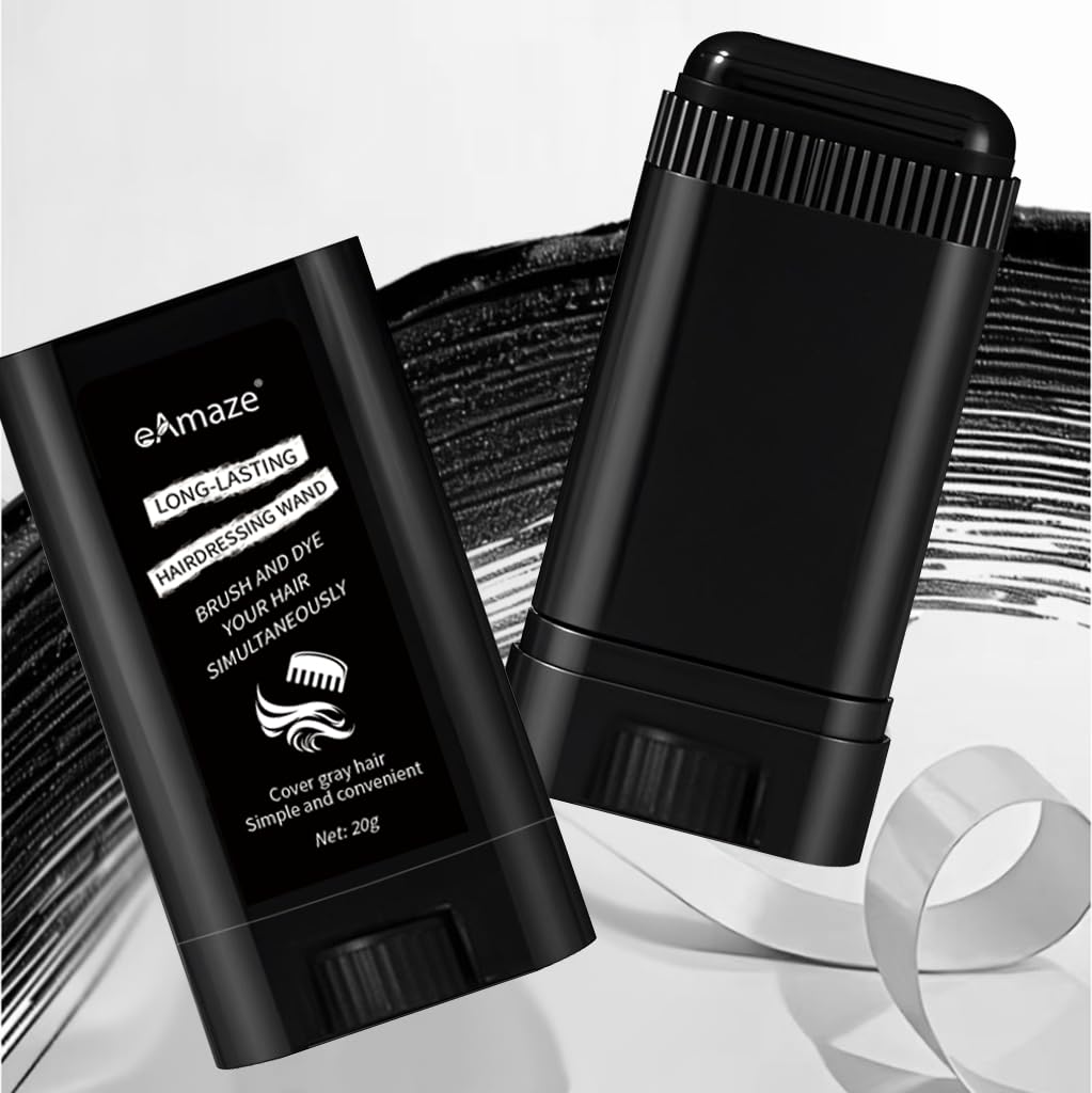 eAmaze 2-in-1 Hairdressing Wand, Hair Touch Up Comb & Powder Stick with Built-in Comb – Waterproof, Long-Lasting Root Cover Up, Covers Grey Roots & Bald Spots Instantly, Matte Finish, Fuller Denser Look, 20g (Black) - Image 5 thumbnail