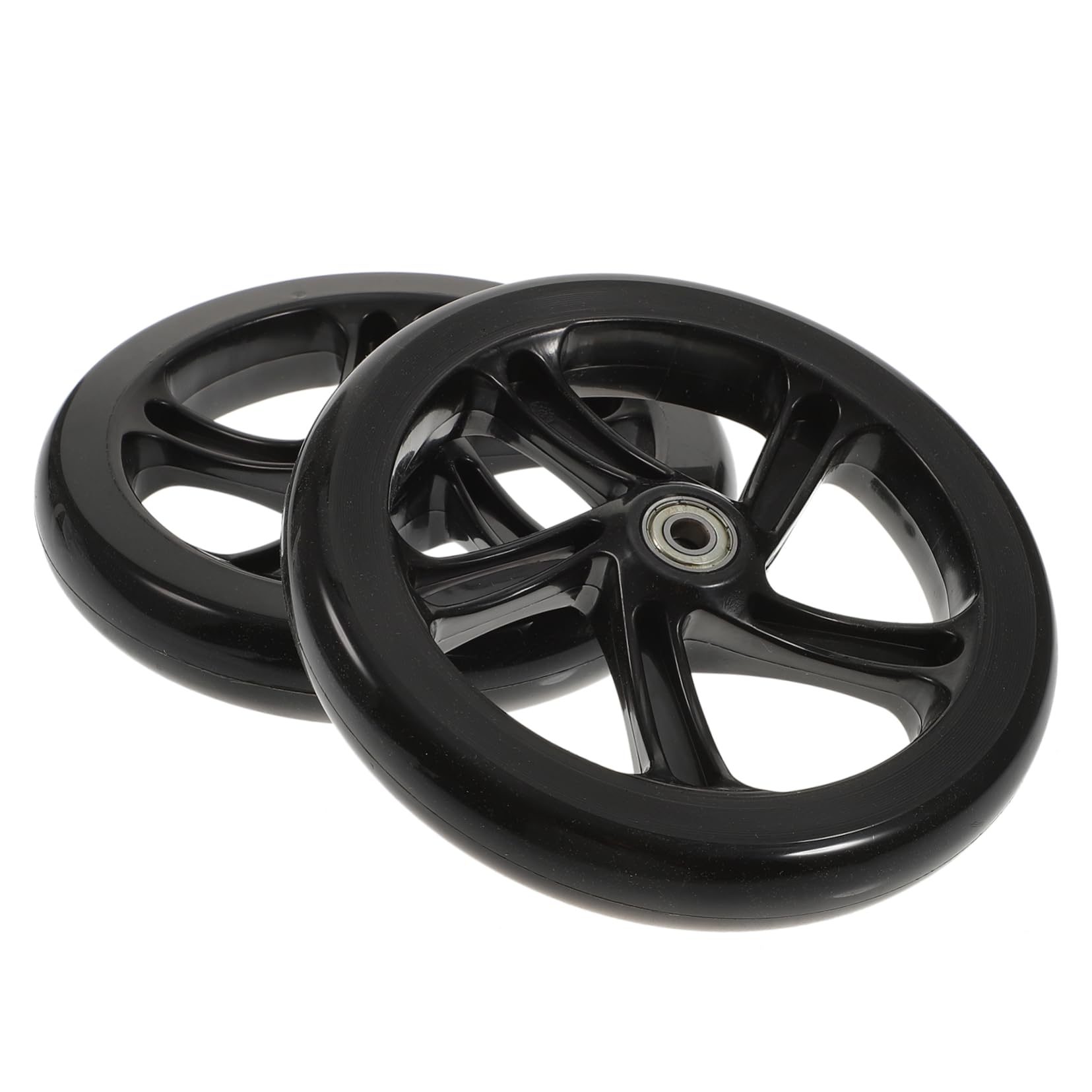 Paire de Roues de Scooter de Remplacement 180mm en PU Noir | 2 Pièces, Haute Élasticité et Stabilité, pour Routes et Béton, Résistance à L’usure