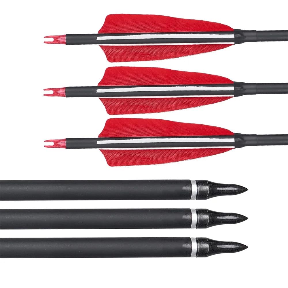 Nema NM 30 inch Archery Arrows for Recurve Bow Fiberglass Target Practice (6 pcs) - Red 2
