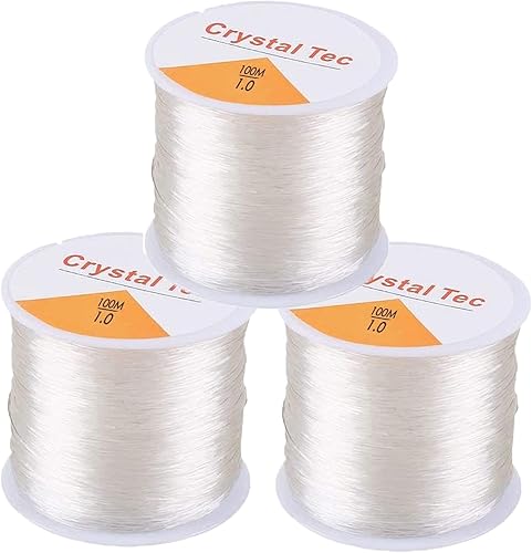 Miniatura 8 de Hilo elástico de 0.028 in para pulseras, 3 rollos de cordón elástico, cuerda elástica de cuentas de cristal para pulseras, cuentas y fabricación de