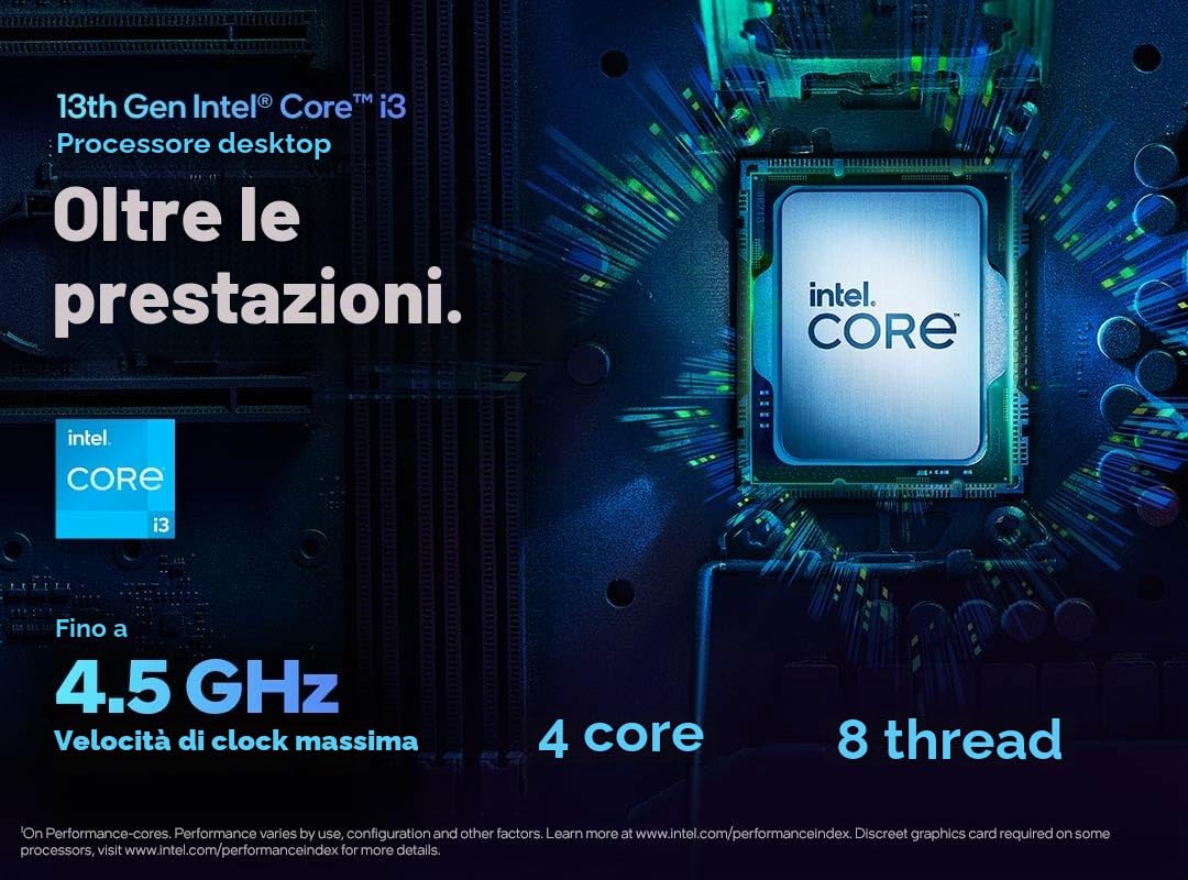 Intel® Core™ i3-13100F Desktop Processore (4 Core), 12 MB di cache, fino a 4,5 GHz, LGA1700)