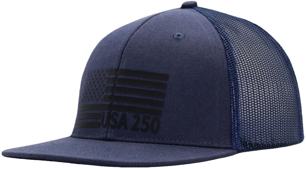 Image of USA 250th Anniversary Flag Hats, Army Tactical Operator Military Patriotic Veterans Flat Bill Trucker Hat, Fits OSFM&XXL Head