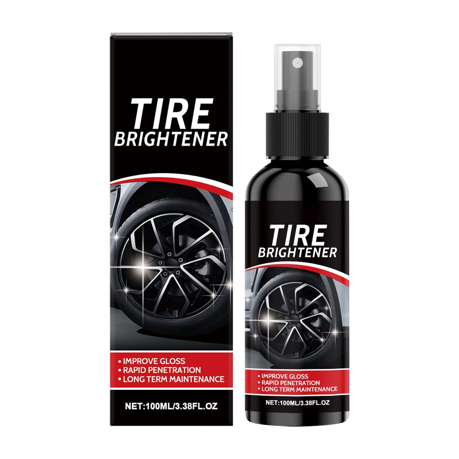 Tire Shine Spray | 100ml Wheel Coating - Tire Coat | for Protection Long-Lasting Bright Blackening Luster Looking like New Truck Rv