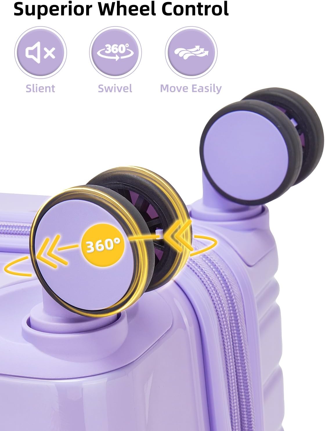 LARVENDER Carry On Luggage 22x14x9 Airline Approved, 20 Inch Expandable PC+ABS Hardside Carry On Luggage with Front Pocket Spinner Wheels TSA Lock for Women Men (Lavender) - Image 9