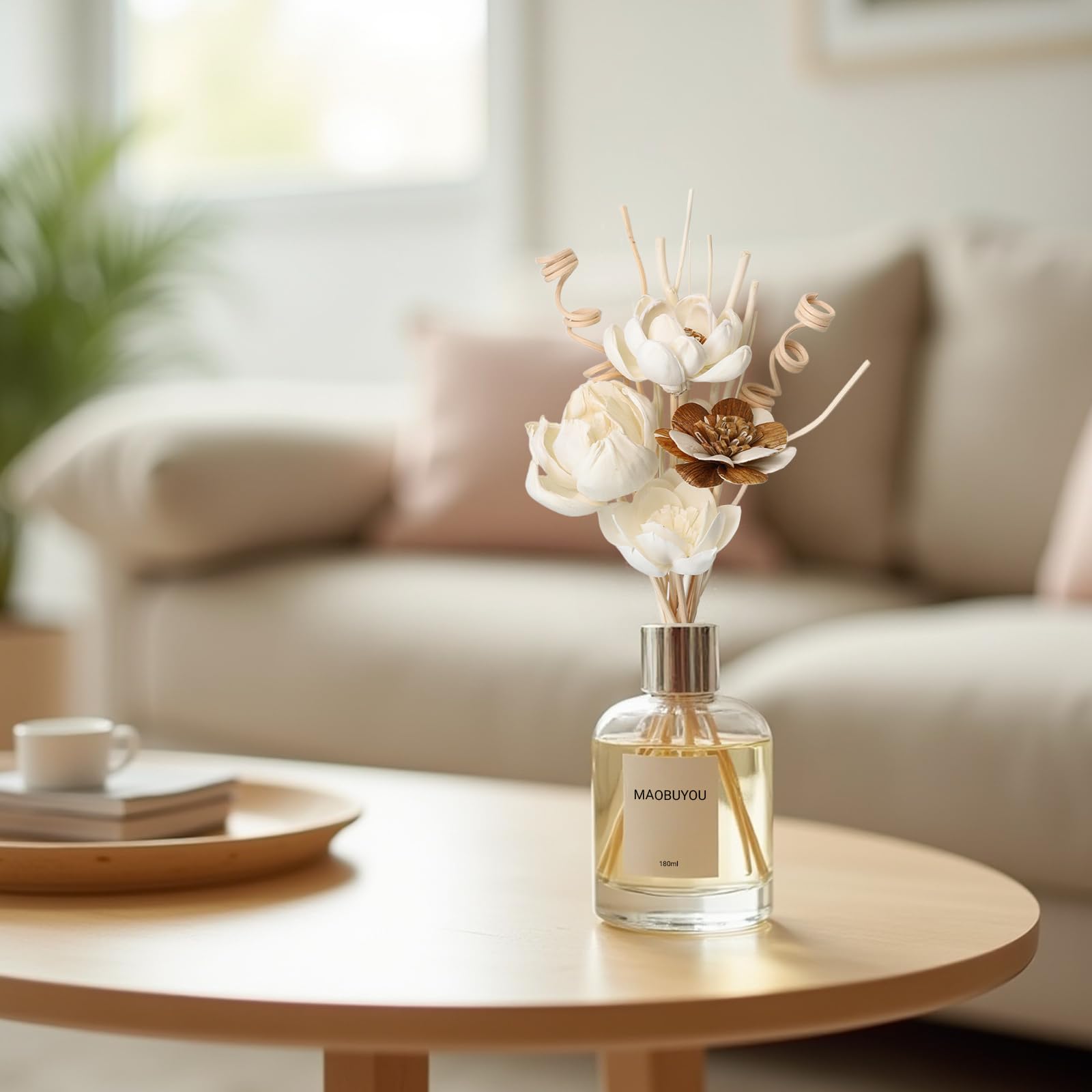 Reed Diffuser Sticks Set, 12 Packs, Natural Paper Material, Flower Diffusers for Home Bathroom and Bedroom Decor