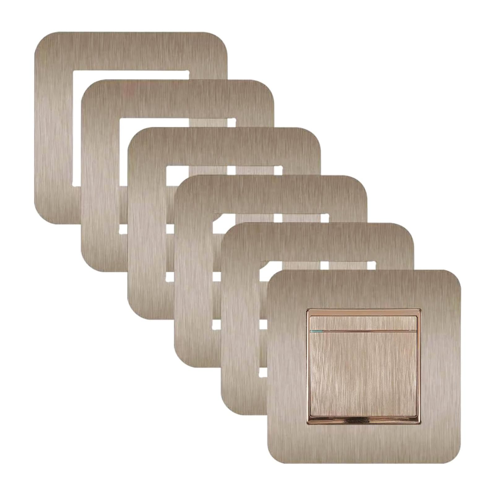 JJWNMLL Light Switch Cover Plates,6Pcs Champagne 3.38Inch Light Switch Surround,Surround Single Light Switch Cover,Switch Sticker Cover,WallFor Home Wall Switch Decoration — image 1