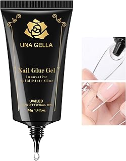 UNA GELLA Soft Gel Nail Tips Glue Gel Solid Nail Glue Gel 40ml Lamp Curing Needed Soak Off Glue Super Strong Nail Glue Gel for Acrylic Nails Extension Fake Nail Tips Press On Nails for Gel Jelly Tips