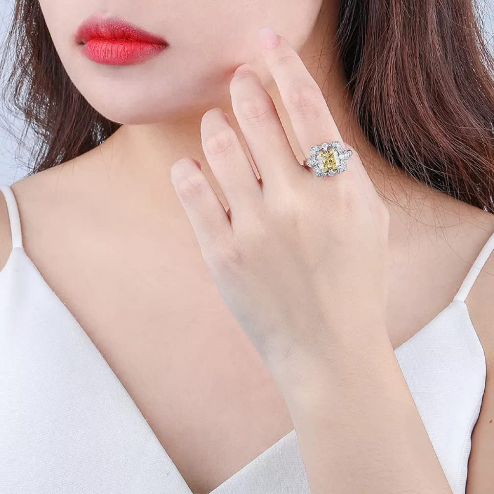 Ringe, 8 mm gelber Diamantring aus hochwertigem Edelstahl (S925), verstellbare Größe, perfektes Geschenk zur Hochzeit oder for Geburtstag