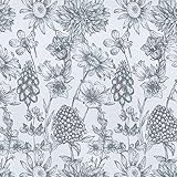 CiCiwind Selbstklebende Tapete Blumen Möbelfolie 39,5×300CM Grau Weiße Blumenmuster Tapete Klebefolie Wasserdicht Wandaufkleber Schlafzimmer Wohnzimmer Wand Möbel Dekorfolie