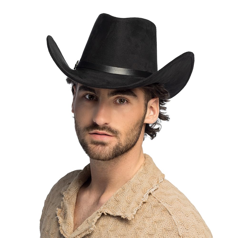Boland Bronco Cowboy Hat with Hat Band, Western Hat for Theme Party, Carnival, Accessories Fancy Dress Costumes, JGA
