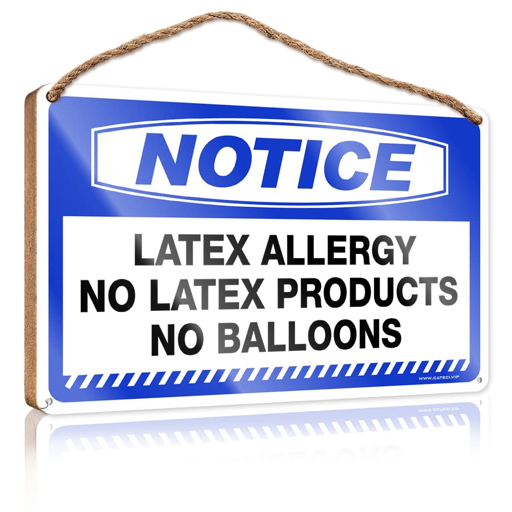 YYHLEH Plaque Sign Notice Latex Allergy No Products No Balloons Wooden Sign Hello Winter Sign Door Sign For Front Door Outside(23X35CM)