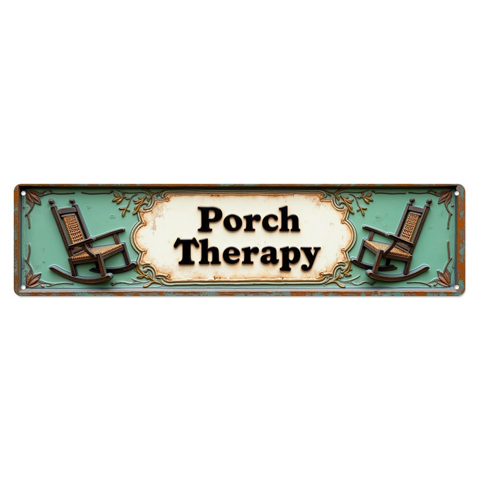 Jdyansheng Vintage Porch Therapy Rocking Chairs Sign Tin Sign Metal Poster Metal Signs For Home Man Cave Bar Cafe Kitchen Laundry Room Wall Decorations 4X16 Inches