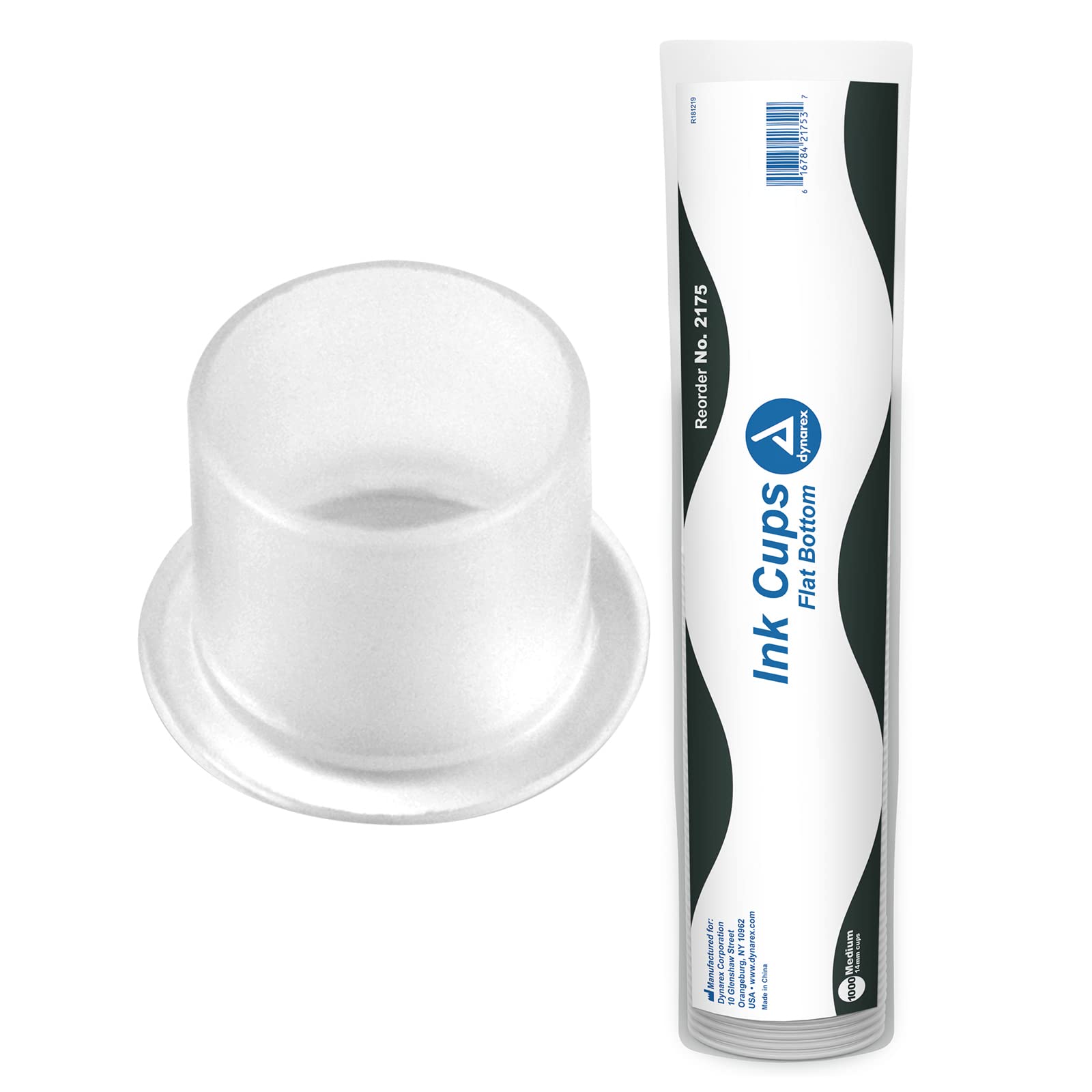 Dynarex Tattoo Ink Cups - Clear Disposable Plastic Ink Caps for Tattooing - Tattoo Ink Caps with Flat Bottom, Wide Rims (1000, 14mm)