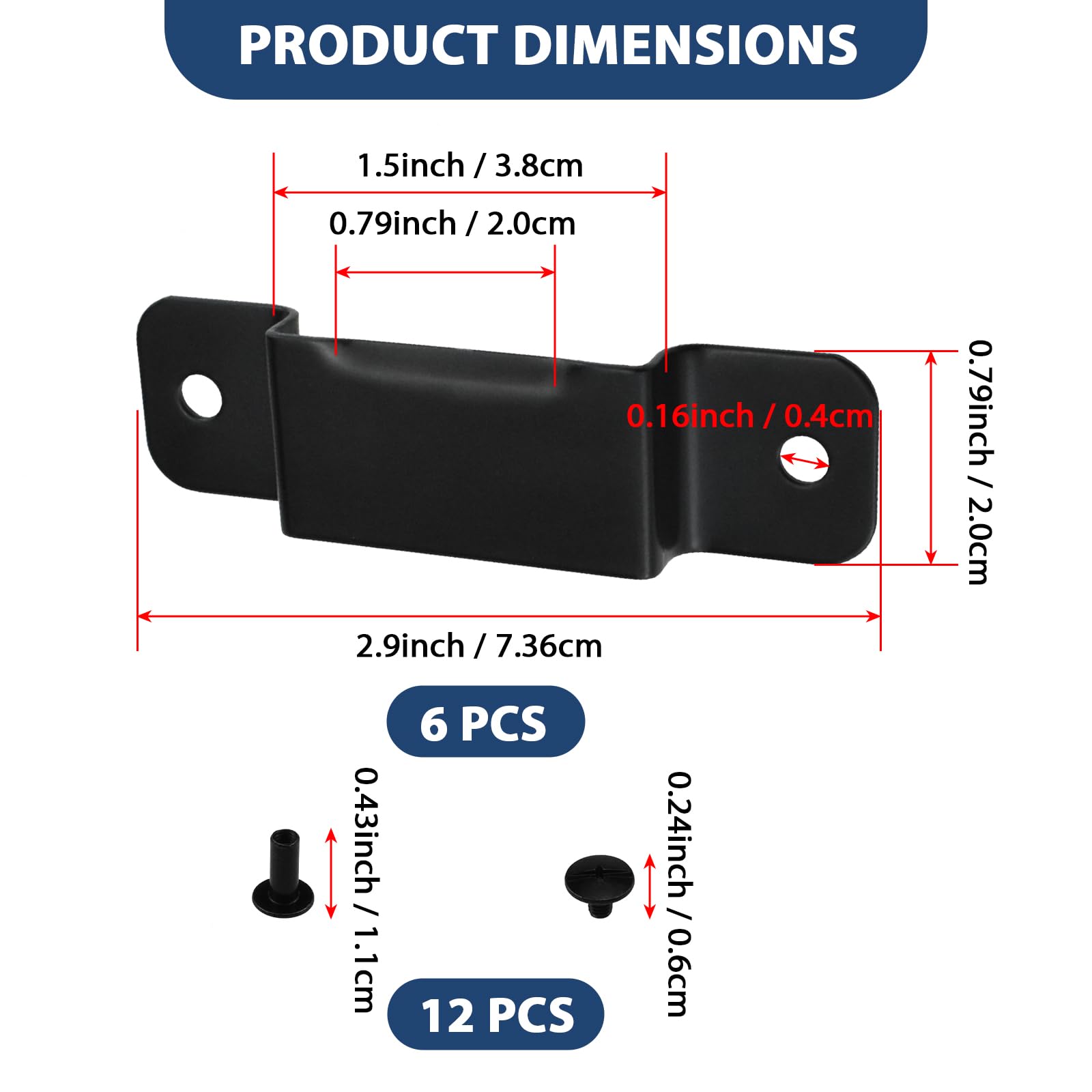 ZIUZI 6 Pcs Tape Measure Holder Clips, Metal Tape Measure Holder for Belt, Black Tape Measure Clips with Rivets for Leather Tape Holster and Tool Pocket Pouch