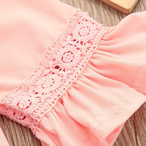 Mercatoo Camiseta de renda com manga flare para bebês e meninas, blusas lisas, roupas esportivas par