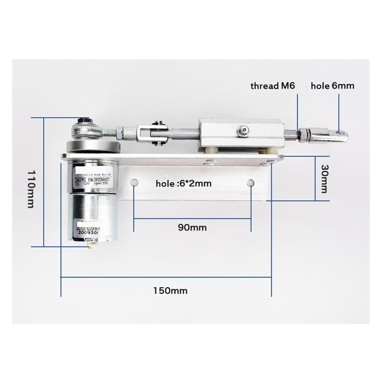 Linearantrieb, Hubkolben-Linearmotor, DC 12 V, Linearantrieb, Hub 15/20/25/30 mm, verstellbarer Teleskopmotor, DIY-Motor(100 RPM)