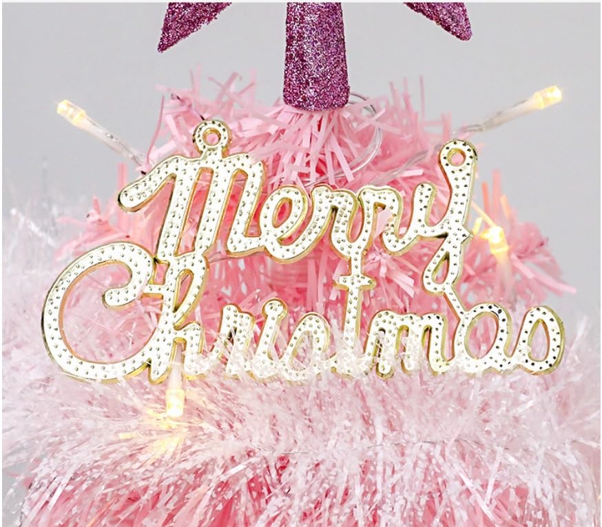 Piccolo albero di Natale rosa artificiale, piccolo albero di Natale da tavolo, decorazioni, forniture natalizie(No light,60cm)