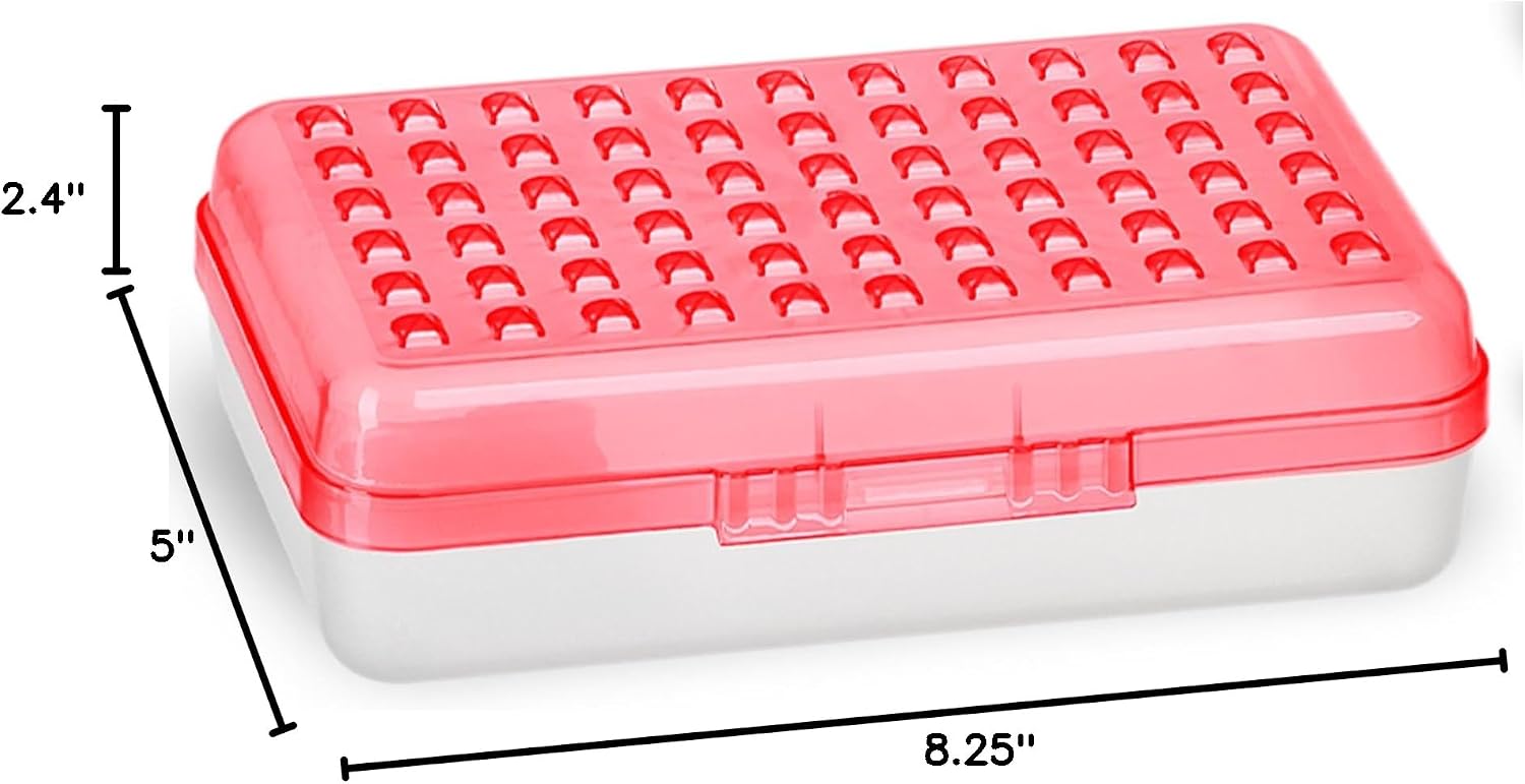 Enday Pencil Box Red, Plastic Small Dots Pencil Case, School Storage Utility Supplies Box Organizer with Snap Closure for Kids and Adults Also Available in Pink, Grey, Purple, Green, Blue, 1 PK