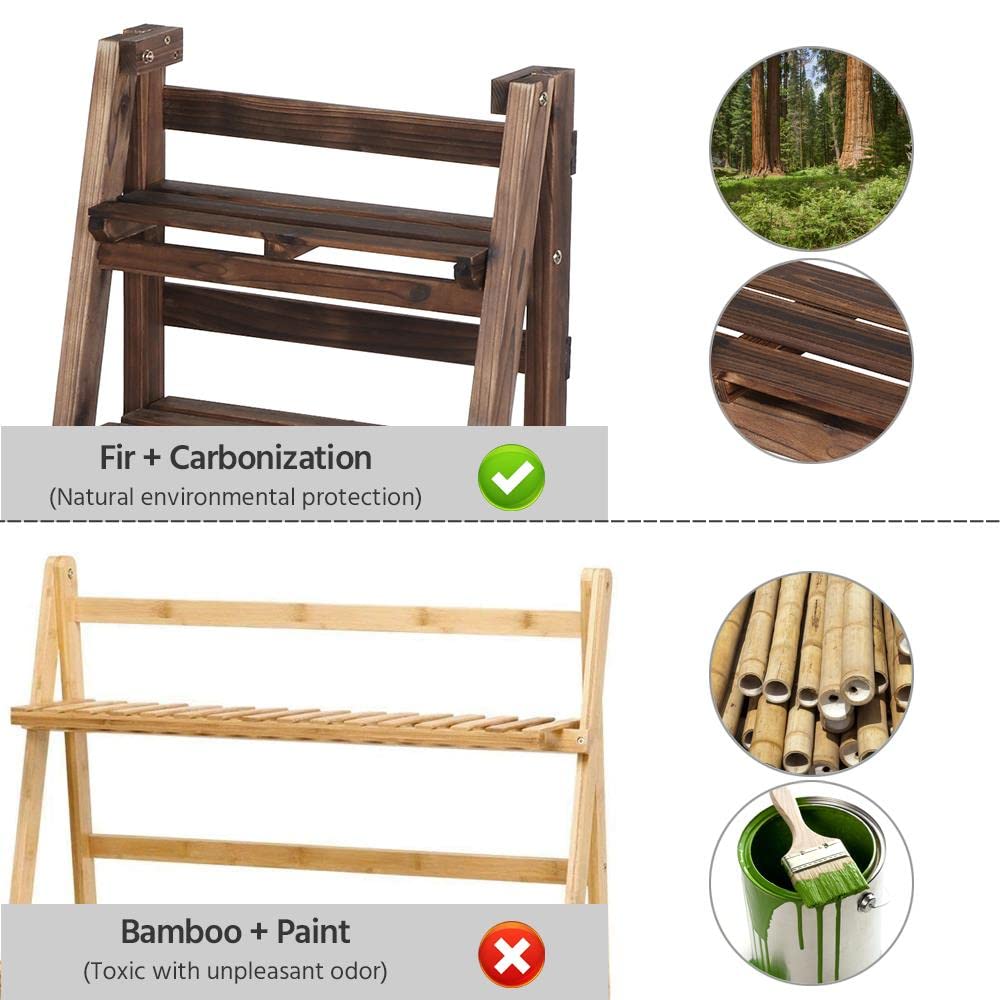 Yaheetech Leiterregal für Blumentöpfe 4-Ebenen Holz Pflanzenregal klappbar | Pflanzenständer Balkon, Blumentreppe Blumenständer für Indoor & Outdoor