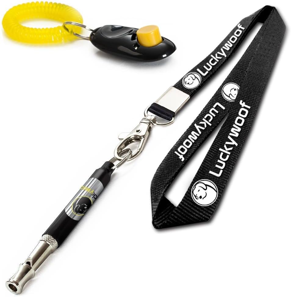 Dog Whistle to Stop Barking with Adjustable High Pitch Frequency & Loud Clicker for Training