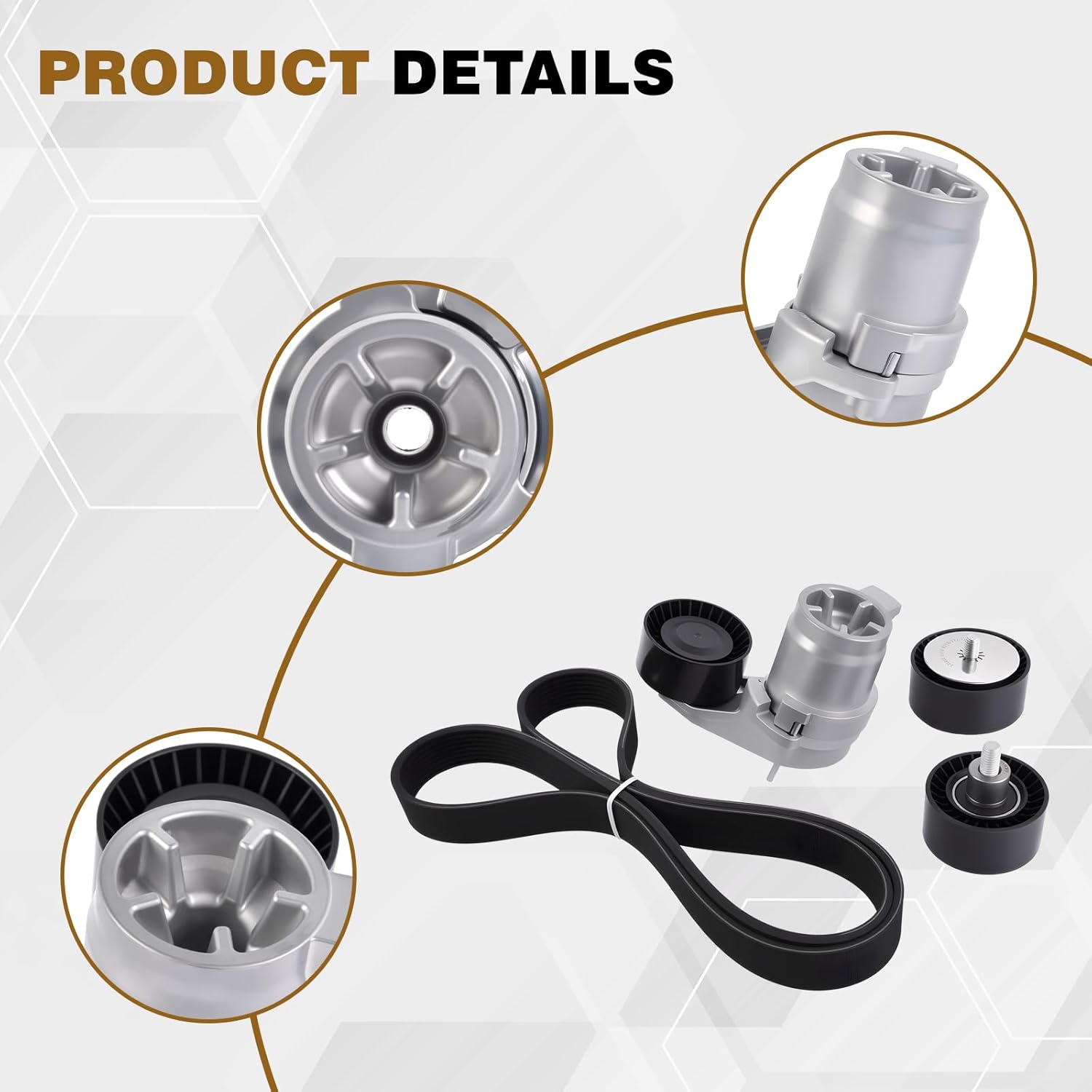 11287589366 Drive Tensioners Timing Belt Kit Compatible with BMW 535i 2011-2016, 640i 2012-2018, X5 2011-2017, X6 3.0L 2011-2019 Replace 11287589361 11287589365 8pk1390