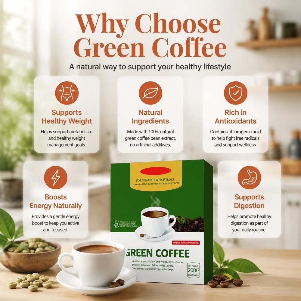 Miscela prebiotica istantanea for il benessere dell'intestino, caffè verde | Caffè energetico equilibrato vegano biologico senza glutine(2pcs)