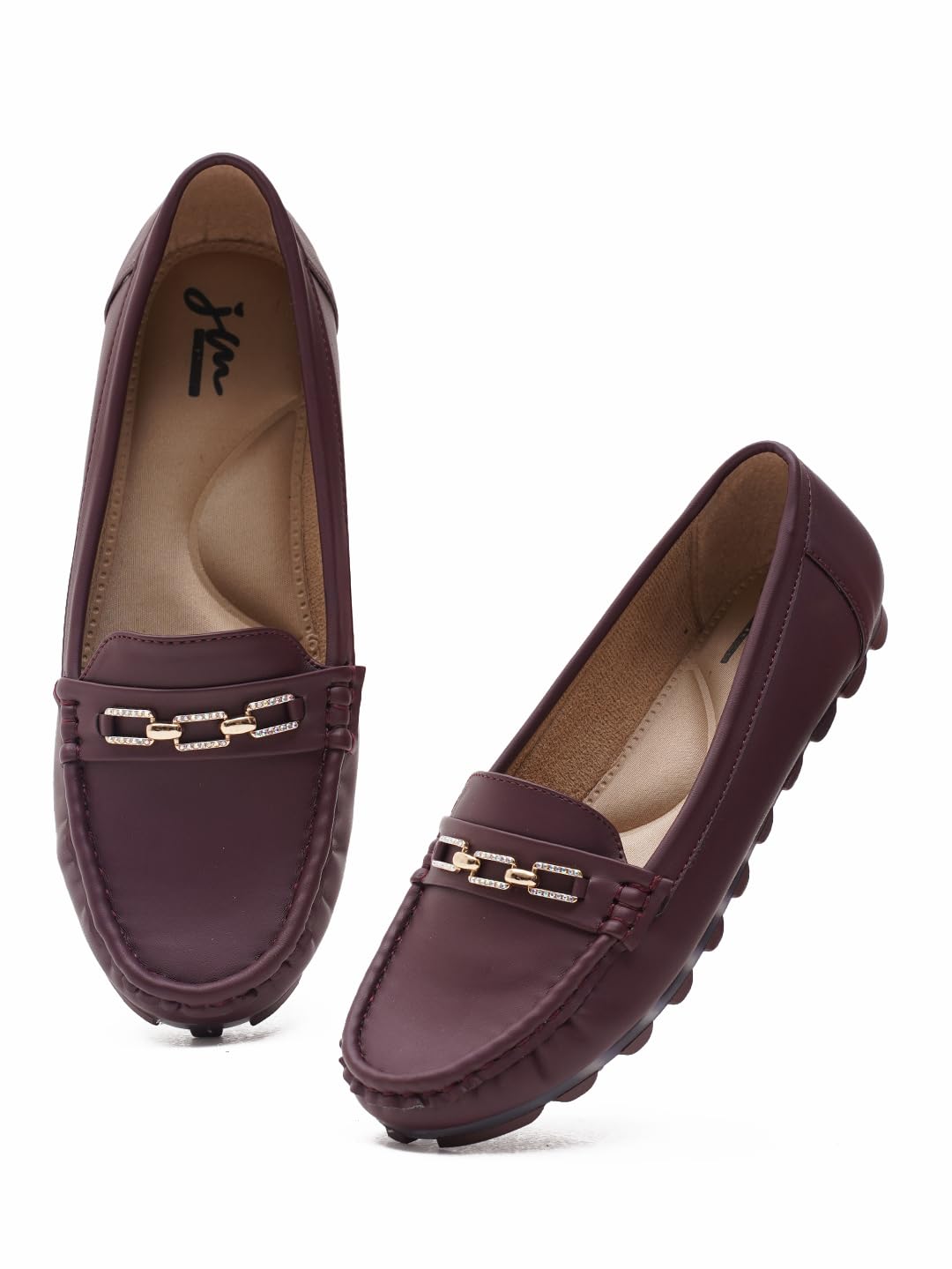 jm looks Women's Comfortable Loafers with Elegant Chain Buckle For Women & Girls-picture-27