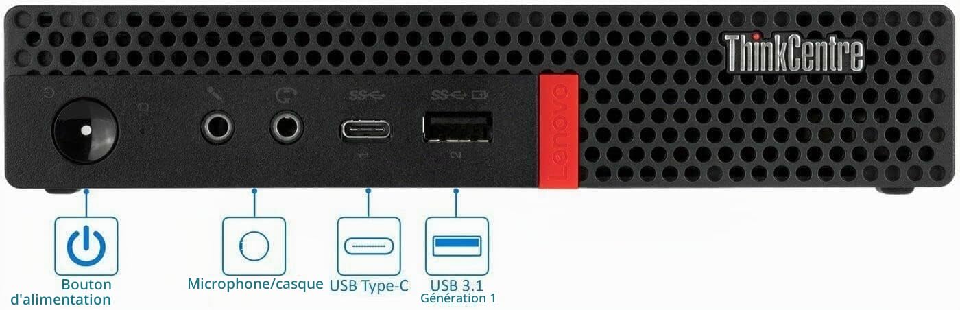 Lenovo Mini PC de Bureau ThinkCentre M700, Intel Core i7-6700, 8 Go de RAM, SSD de 256 Go, Clavier QWERTY américain, Wi-FI, Bluetooth, Windows 11 Pro (reconditionné)