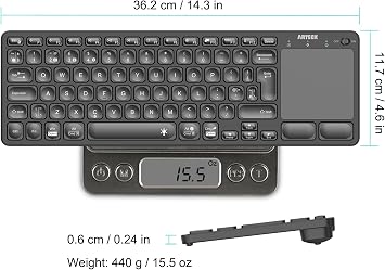 Arteck Universal Backlit 7-Colors Bluetooth Touch TV Keyboard with Easy Media Control and Build-in Touchpad for TV-Connected Computer, Smart TV, Desktop, Laptop, iPad, Surface, Tablet, HTPC