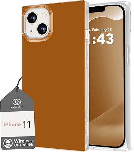 COCOMII Funda cuadrada compatible con iPhone 11, lujosa, delgada, brillante, color sólido, neón electrizante, fácil de sostener, antiarañazos, a