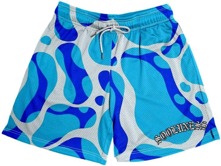Men's Graphic Mesh Shorts Cool Retro Basketball Running Athletic Shorts Drawstring Waist Casual Track Shorts