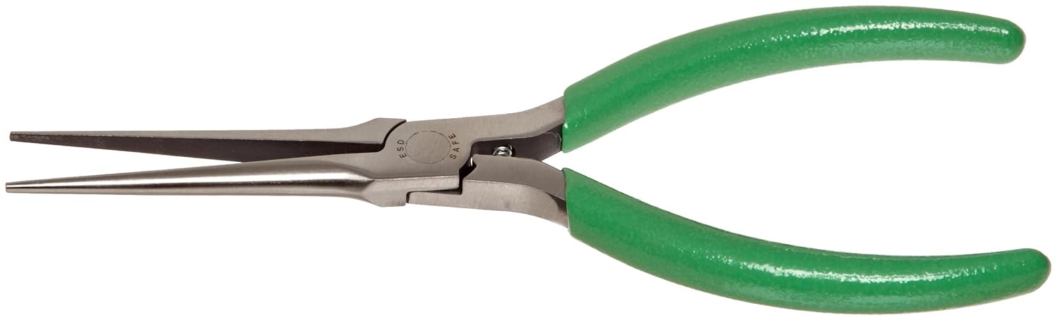Xcelite NN7776G Long Needle Nose Plier with Smooth Jaw and Green Cushion Grip, 6" Length, 2-5/16" Jaw Length