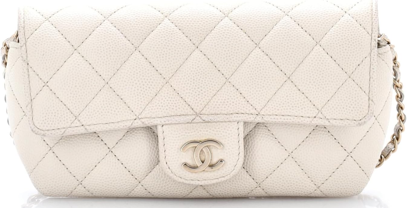 Chanel, Pre-Loved Classic Sunglasses Case with Chain, White