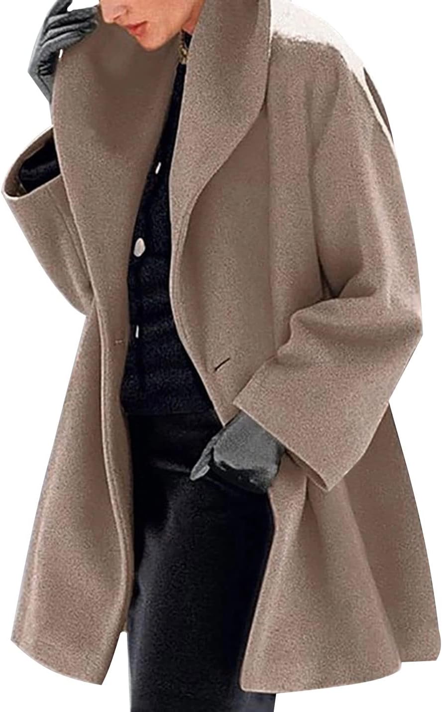 happlan Womens Medium Weight Anorak Hooded Coats Oversize Shawl Collar Fur for Winter