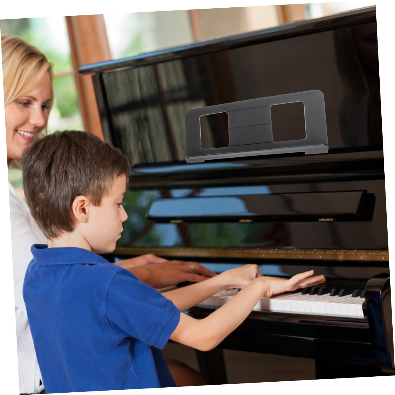 ERINGOGO Supporto per Spartiti Musicali per Tastiera, Porta Spartiti in Abs Nero, Compatto senza Sbavature, per Esercitarsi al Pianoforte