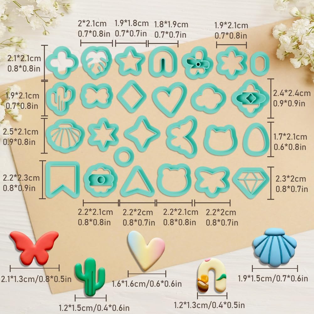 ORIGACH 26 Pcs Small Stud Polymer Clay Cutters Set