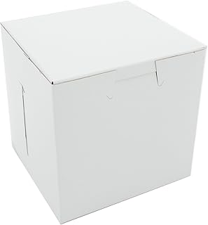 Southern Champion Tray 0908 Premium Clay Coated Kraft Paperboard White Non-Window Lock Corner Bakery Box, 4-1/2" Length x 4-1/2" Width x 4-1/2" Height (Case of 200)