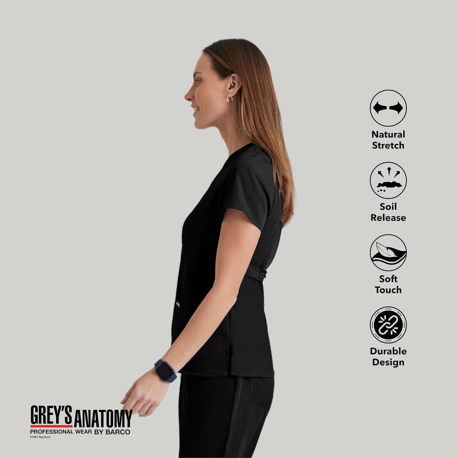 BARCO Grey's Anatomy Scrubs - Riley Scrub Top for Women, V-Neck Super-Soft Women's Scrub Top - Image 5